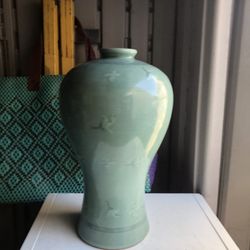 Green vintage, flower base Vase