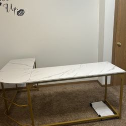 NEW! L- shaped marble and gold desk for SALE!!