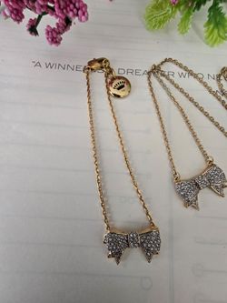 Y2K Juicy Couture Bow Necklace & Bracelet Set