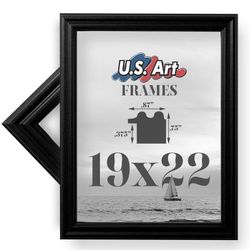 19x22 Black Solid Poplar Wood Frame