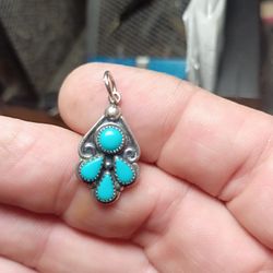 Sterling Silver Turquoise Stone Charm Pendant