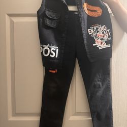 Black Jacket (No Sleeves) With Black Pants