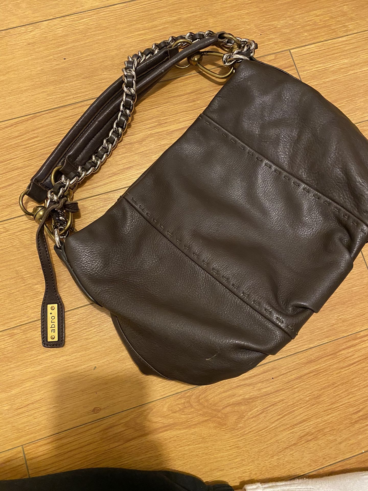 Calvin Klein Genuine Leather Shoulder Bag Brown