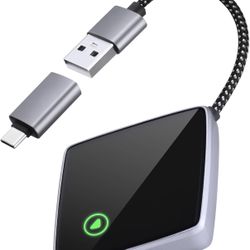 Wireless-CarPlay-Adapter for Ap iPhone, Mini Car Play Adapter Convert Wired to Wiresless Plug and Play USB-A & USB-C Fast Connection, Work