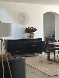 Black Dresser with Gold Hardware