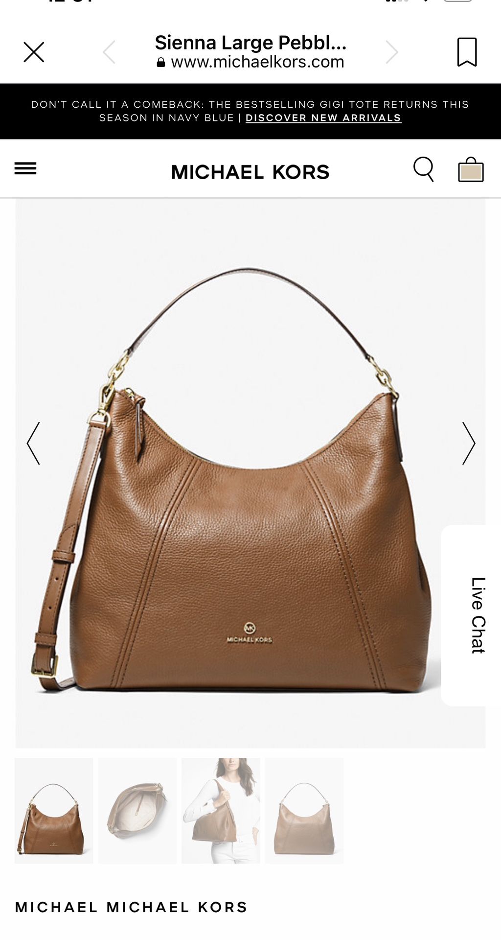 Michael Kors Sienna Large Pebbled Leather Shoulder Bag