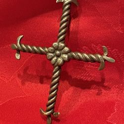 VINTAGE STERLING SILVER MMA HEAVY  3” CROSS PENDANT 