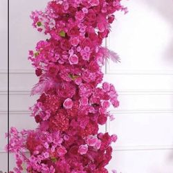 Hot Pink Artificial Flower Wedding Arch: Floral Garland Decor