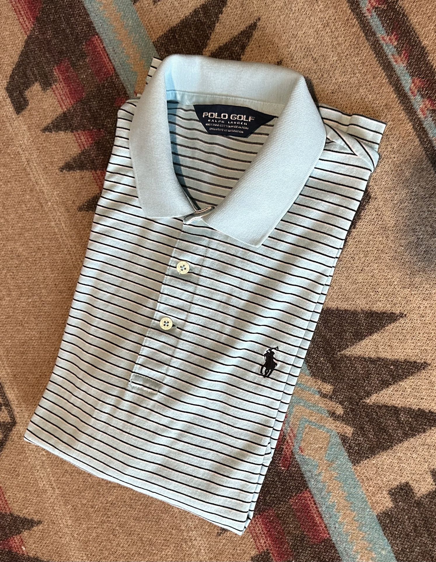 Polo Golf by Ralph Lauren Men’s Medium Blue Striped Polo Shirt