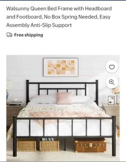 Queen bed frame with headboard and footboard