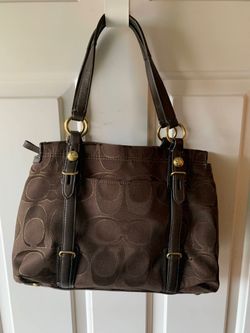 COACH 15402 Mia Signature Outline Op Art Carryall Brown for Sale