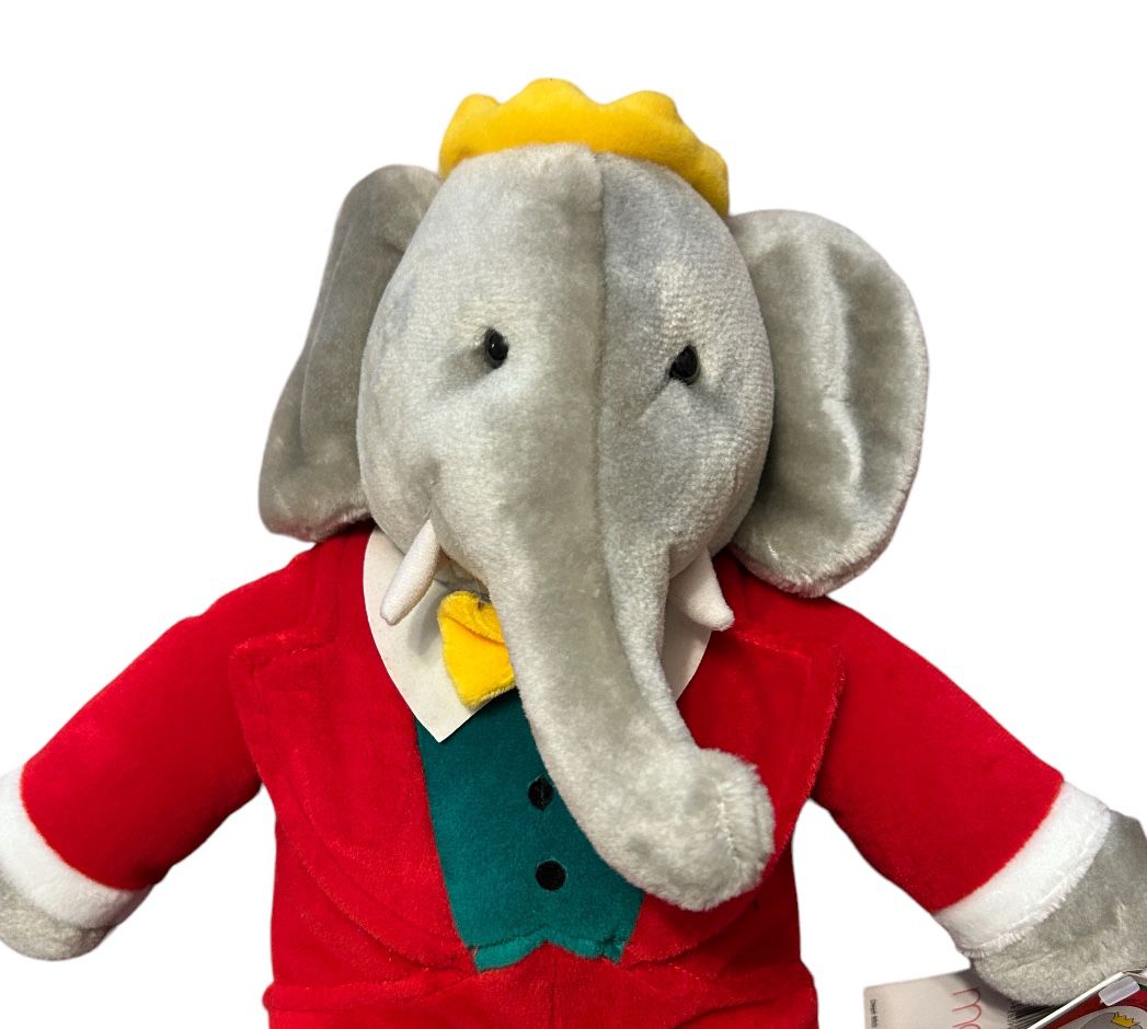 Gund Babar Elephant Crown Plush Vintage 1988 Macys Stuffed Animal Red Suit