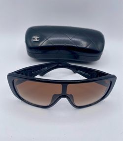 CHANEL Women's Sunglasses CH5495A 622/55 Black Gold Brown Wrap w/ Case