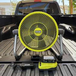 NEW RYOBI ONE+ 18V Cordless Hybrid WHISPER SERIES 14 in. Air Cannon Fan w/ 1.5Ah Battery & Charger