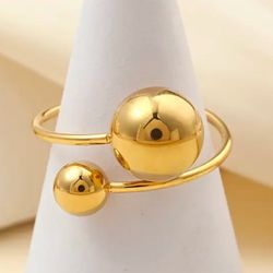 Gold Stainless Steel Adjustable Ring 