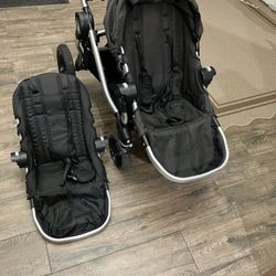 Black City Select Double Stroller With Accessories 