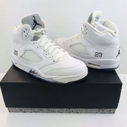 Nike Air Jordan 5 Retro Size 10 White Metallic Silver Brand New