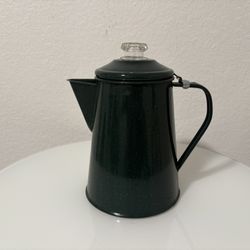 Camping Coffee Pot Green Enamel Percolator with Insert