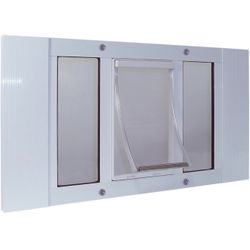 Ideal Pet Products Aluminum Sash Window Pet Door, Adjustable to Fit Window Widths from 27" to 32", Extra Large 10-1/2” x 15” Flap Size