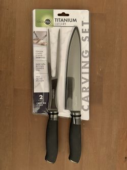 Sealed Unopened  GreenPan Titanium 2-Piece Carving Knife Set, Titanium Coated, Stainless Steel, Eco-friendly, Ergonomic Grip, Slip Resistant,