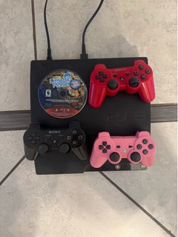 PS3 Console with game and controllers