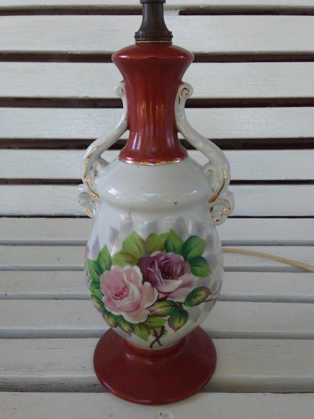 Floral Porcelain Lamp Made in Occupied Japan