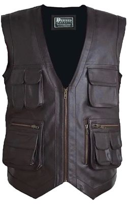 Desired jackets - Men's J World's Chris Pratt Owen Grady Brown Vest JW Adventure Chris Pratt Motorcycle Leather Biker Vest