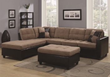 New tan or dark brown microfiber sofa sectional