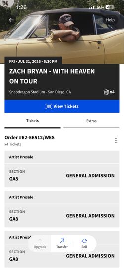 🔥 2 Zach Bryan GA Pit Tickets – Snapdragon Stadium (Fri 7/31)