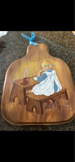 vintage hand-painted folk art wooden cutting board