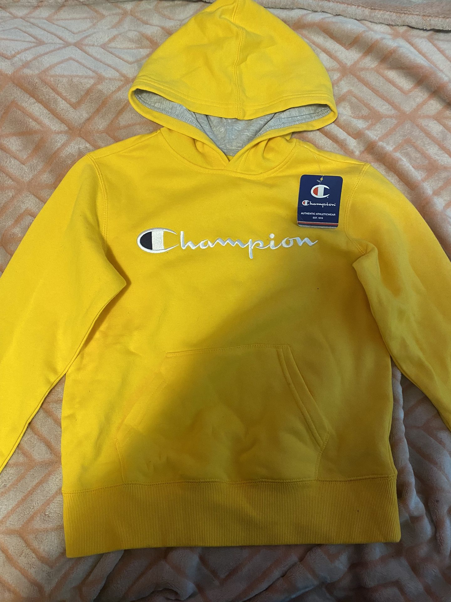 Yellow Gold Champion Hoodie Size Medium Kids