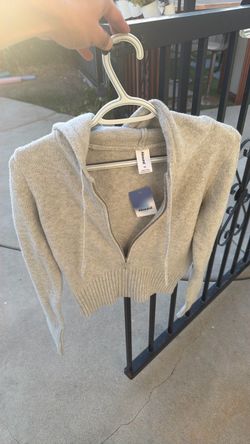 Gray Knit Zip-Up Hoodie
