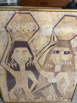 Large vintage African artwork framed 1968
