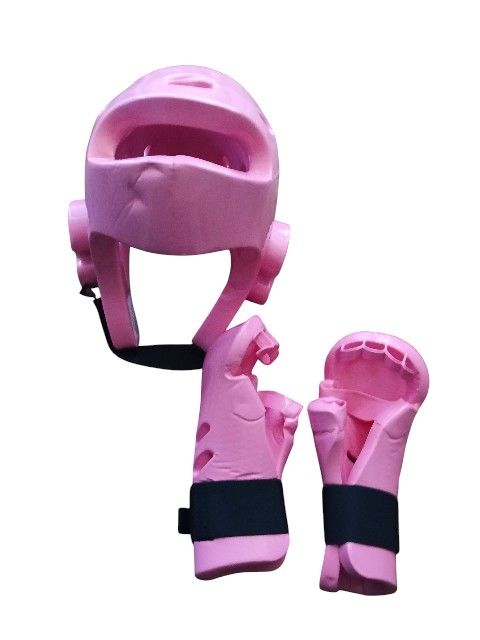 Champion Karate Sparring Gear Helmet & Gloves Pink