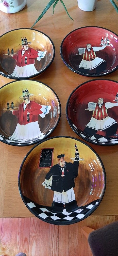 Jennifer Garant Bowl Large 9” pasta bowls.. Set of 5