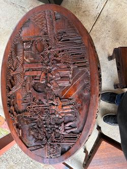 Japanese themed coffee table  w/ matching stools