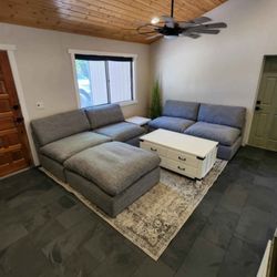 Living Spaces Couch Sectional Deep Seats