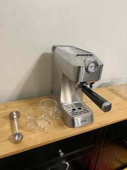 Espresso Machine 20 Bar - Stainless Steel Silver Coffee Maker