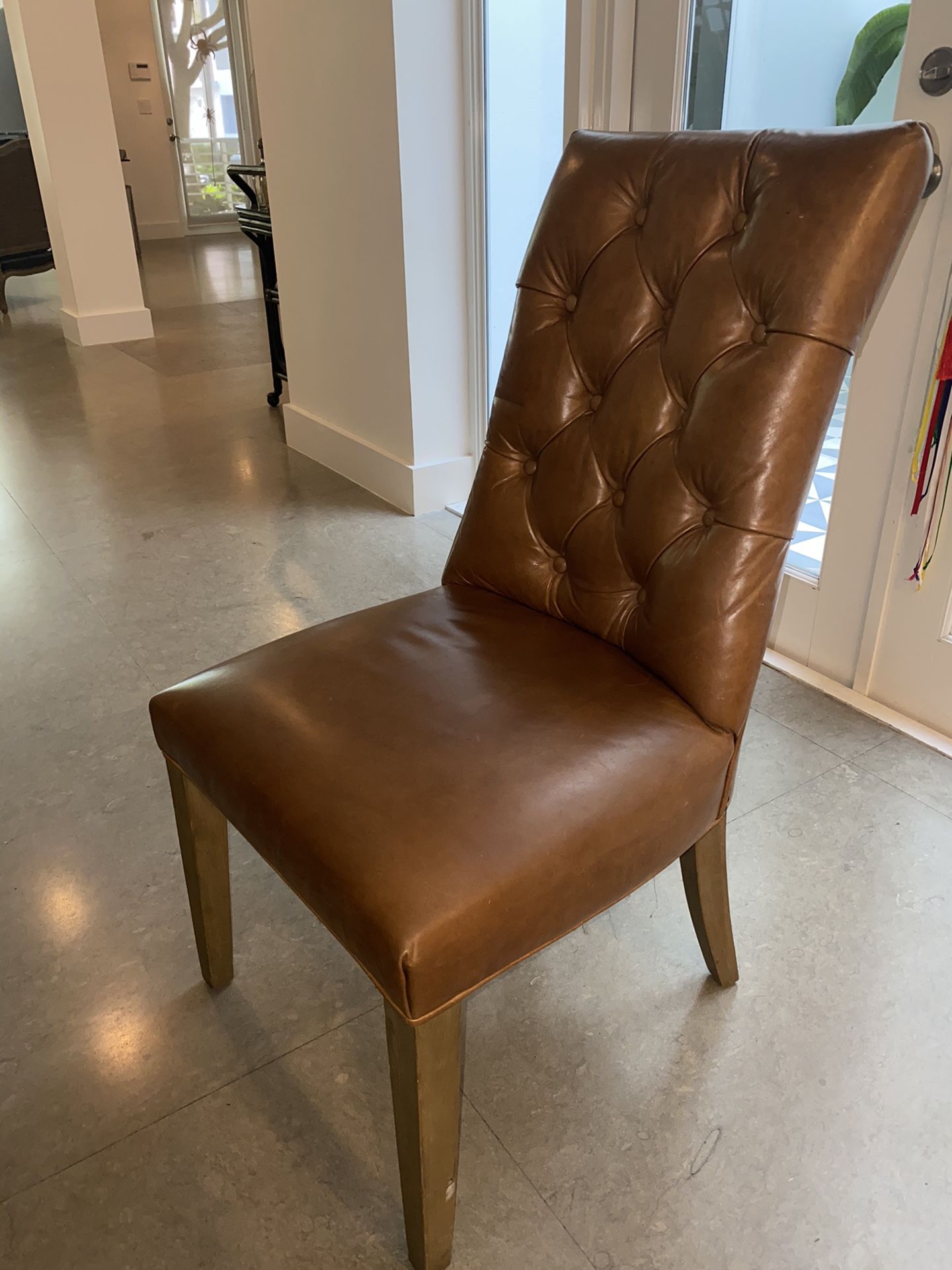 Restoration Hardware Marine Tufted Leather Dining Chairs set of 6