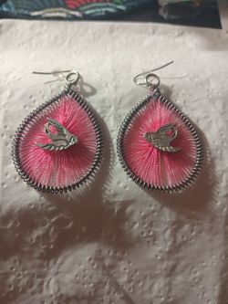 Pink Bird Earrings 