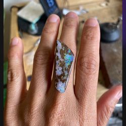 Sterling Mossy Agate Ring 