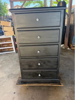 Black tall wood dresser