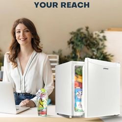 1.7 Cu.ft Mini Fridge with Freezer, Dorm Essentials, Adjustable Thermostat, Energy Saving, Low Noise, Single Door Compact Refrigerator for D