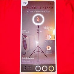 NEW 10" ring light stand 4 ft tripod & phone holder