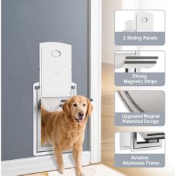 Decor Max Large Dog Door for Wall, Doggie Door with Aluminum Frame, Telescoping Tunnel, Double Magnetic Flaps and Two Sliding Lock Panels