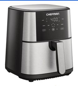 CHEFMAN   XL  8 Qt.  Stainless Steel  Air  Fryer  with  Turbofry  Option  and  Nonstick  Basket