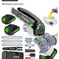Mini Chainsaw Cordless,6 Inch Portable Electric Chain Saw w/ Automatic Oiler, Battery Powered Small Handheld Saw w/ Security Lock Trees Branches Trimm