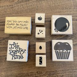 DOTS Birthday Wood Mounted Stamp Set Of 8
