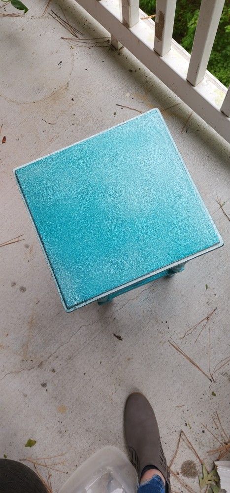 Small Teal Table - Plant Stand -