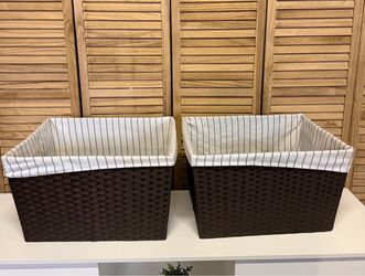 Woven Storage Baskets with Fabric Liner – Set of 2